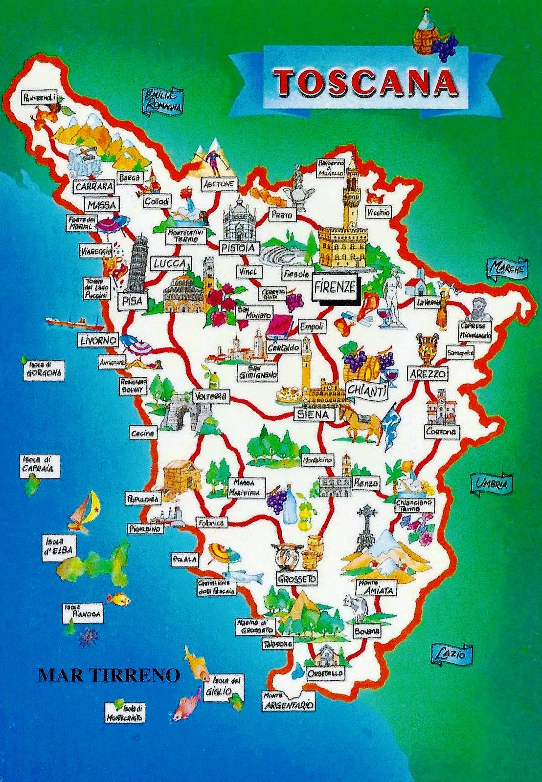 Туристическая карта Тосканы